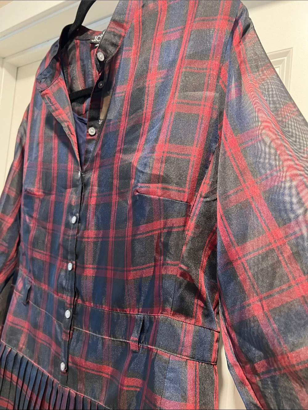 J. Crew Pleated shirt-dress in Stewart tartan print Size 12 NWT - Picture 7 of 12